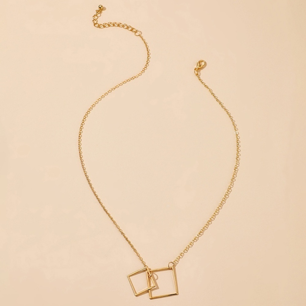 *GIANINA* Gold Simple Geometric Square Pendant Fashion Necklace - Picture 5 of 5